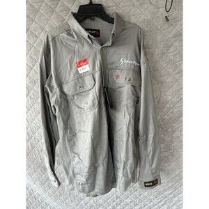 Ariat FR Work Vent Shirt Solid Long Sleeve Button Down Gray Men's Size XL